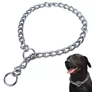 dog choke collar, chain dog collar, dog training collar, stainless steel dog collar