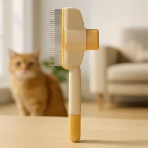 pet comb, cat comb, self cleaning cat brush, dematting comb, cat deshedding tool, cat grooming brush